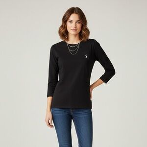 Ralph Lauren Sport Black 3/4 Sleeve Shirt | Size Small